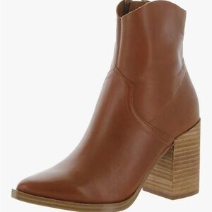 Steve Madden Cognac Leather Western Ankle Booties